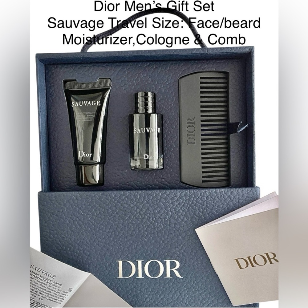 Dior Sauvage Gift Set NWT in Pebbled slide out drawer reusable Box